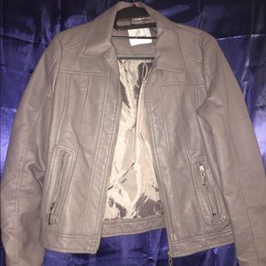 Grey/purple leather jacket